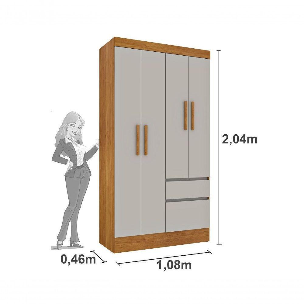 Guarda Roupa Oregon 4 Portas 2 Gavetas Tcil Cinamomo/Off White. - 2