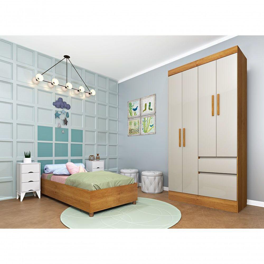 Guarda Roupa Oregon 4 Portas 2 Gavetas Tcil Cinamomo/Off White. - 4