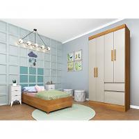 Guarda Roupa Oregon 4 Portas 2 Gavetas Tcil Cinamomo/Off White. - 4