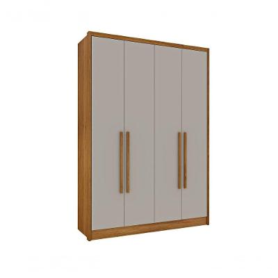 Guarda Roupa Casal Dinamarca 4 Portas de Bater 3 Gavetas Cinamomo-Off White Tcil Móveis