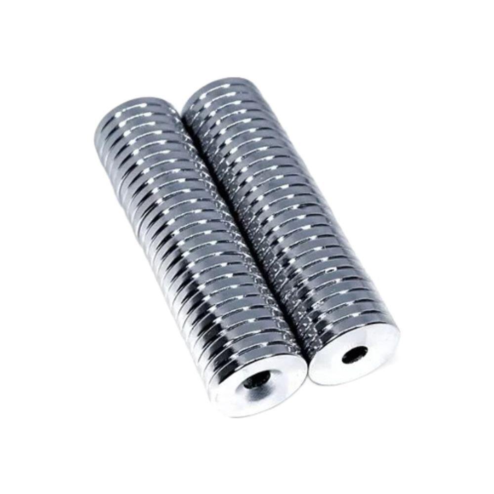 Kit Com 5 Peças ímã De Neodímio 20x3mm N35 Disco Com Furo - 4