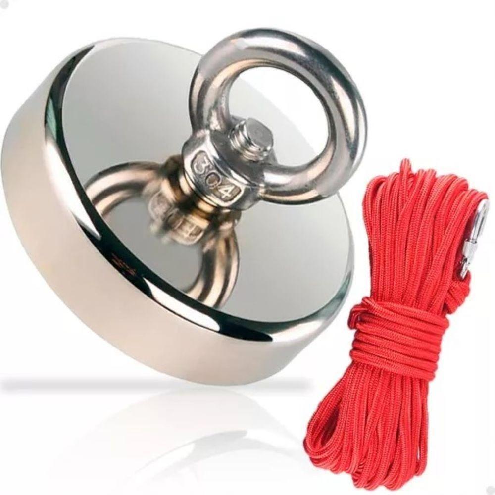 Imã Neodímio Pesca Magnética 48mm 80 Kg Tração 10m Corda - 4