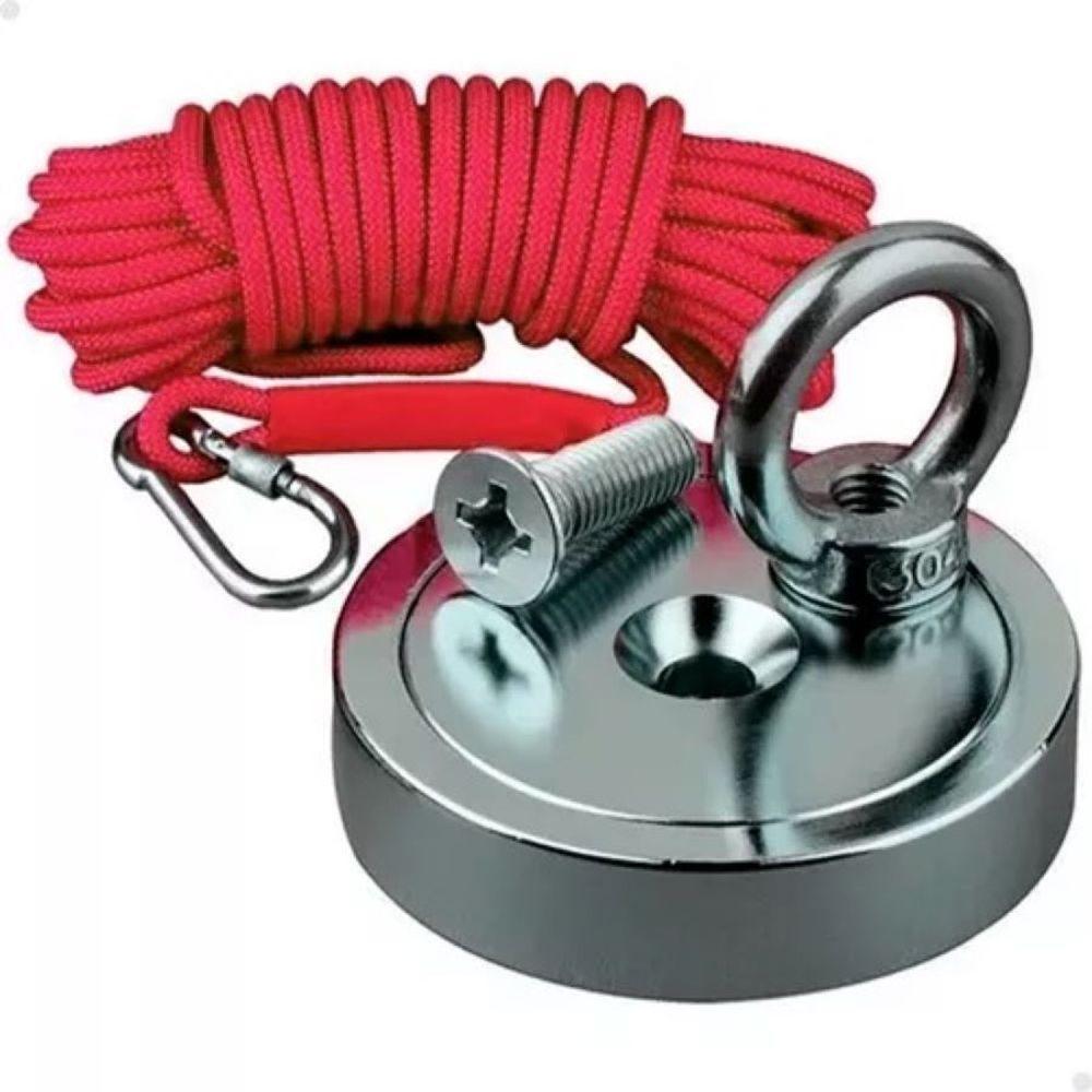 Imã Neodímio Pesca Magnética 48mm 80 Kg Tração 10m Corda - 9