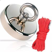 Imã Neodímio Pesca Magnética 48mm 80 Kg Tração 10m Corda