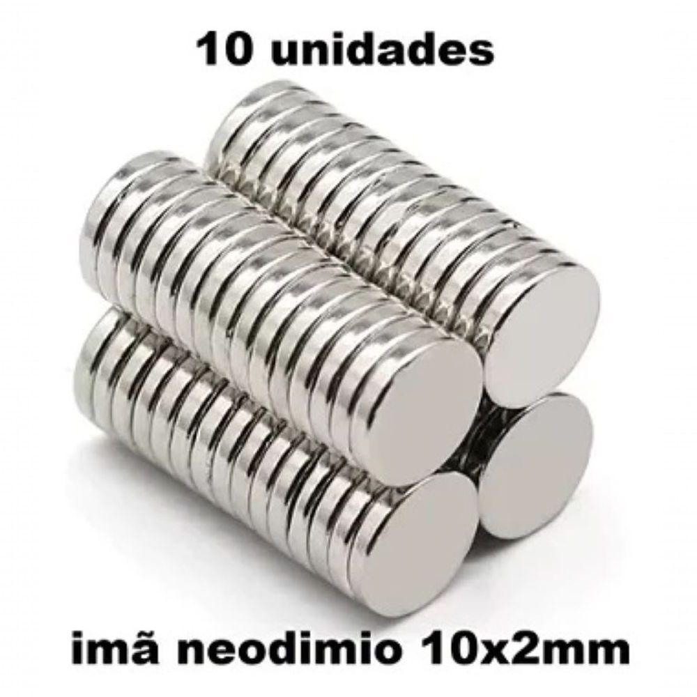 Kit 10 ímãs De Neodímio Redondos N35 10x2mm Super Forte - 5