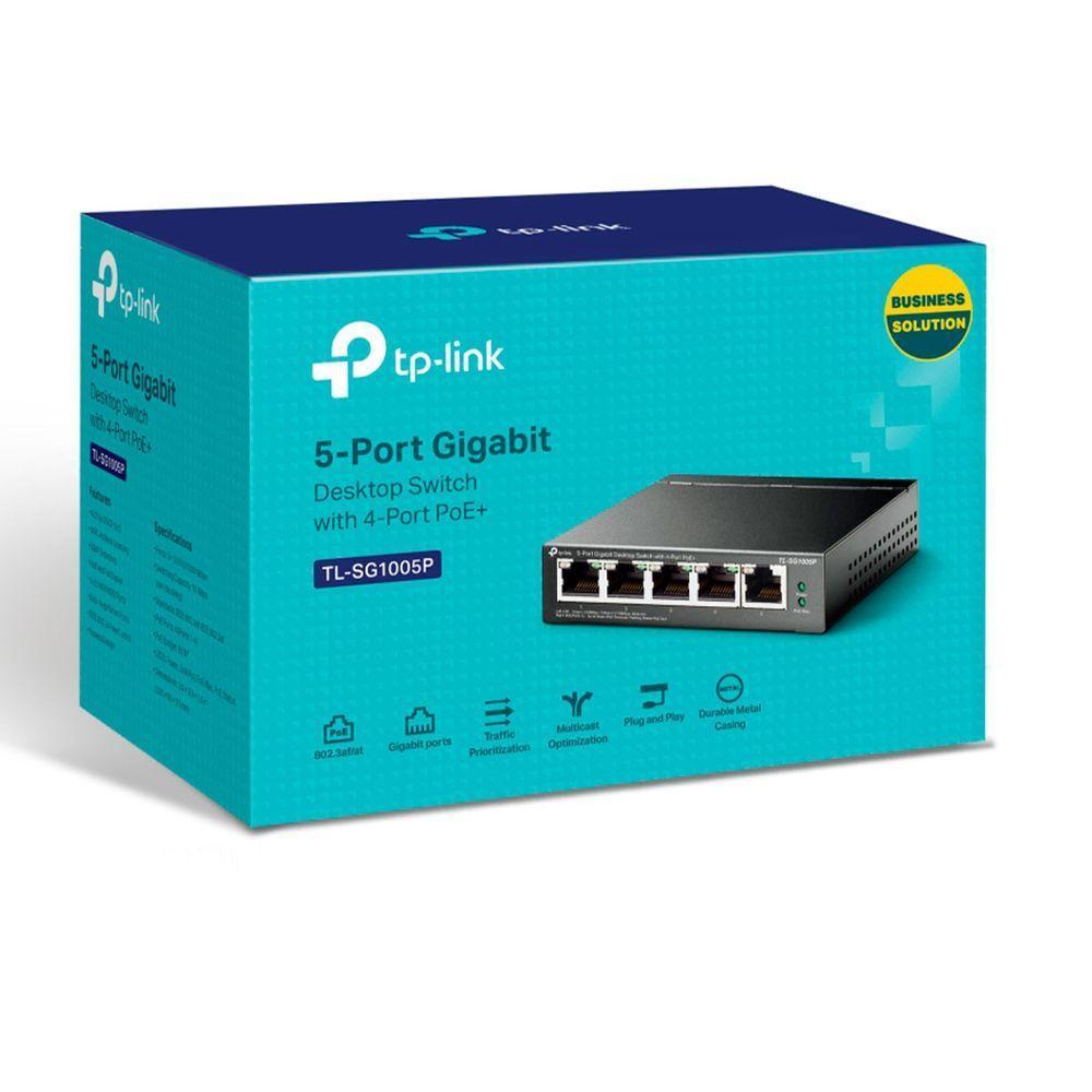 Switch Gigabit 10/100/1000 De Mesa C/ 5 Portas (4 Poe) Tl-sg1005p Smb - 2