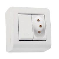 Conjunto Caixa 1 Interruptor Simples250v/ 10a + 1 Tomada 2p + T250v/ 20a - Tramontina - 1