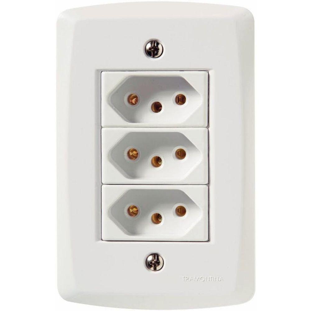 Conjunto 4 X 2 Com 3 Tomadas 2p+t 20a 250v Lux2 Branco - Tramontina - 1
