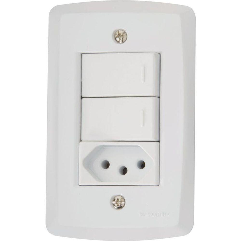 Conjunto 4 X 2 Com 2 Interruptores Simples 10a 250v E 1 Tomada 2p+t 20a 250v Lux2 Branco - Tramontina - 1