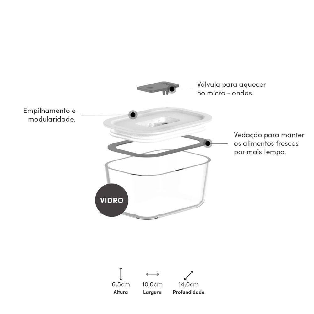 Pote Vidro Hermético Fresh Lock Preto 370ml - 2