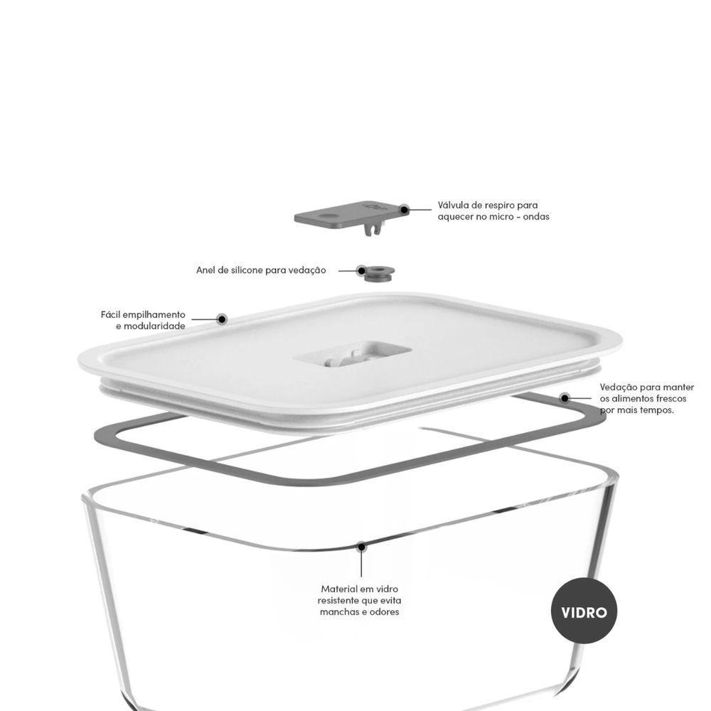 Kit Com 4 Potes De Vidro Hermético Fresh Lock Preto - 2