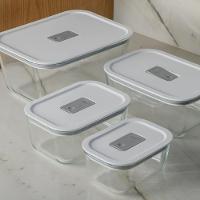 Kit Com 4 Potes De Vidro Hermético Fresh Lock Preto - 4