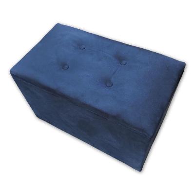 Puff Baú Banqueta Retangular Organizar E Decorar Suede 60cm Azul Marinho