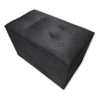 Puff Baú Banqueta Retangular Organizar E Decorar Suede 60cm Preto