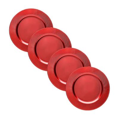 Jogo 4 Sousplat Redondo Primer Plástico Vermelho 33cm Lyor