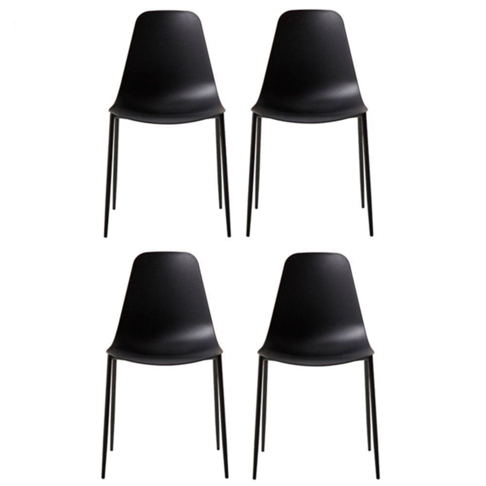 Kit 4 Cadeiras Miami Com Assento Em Polipropileno Fratini Preto - 1