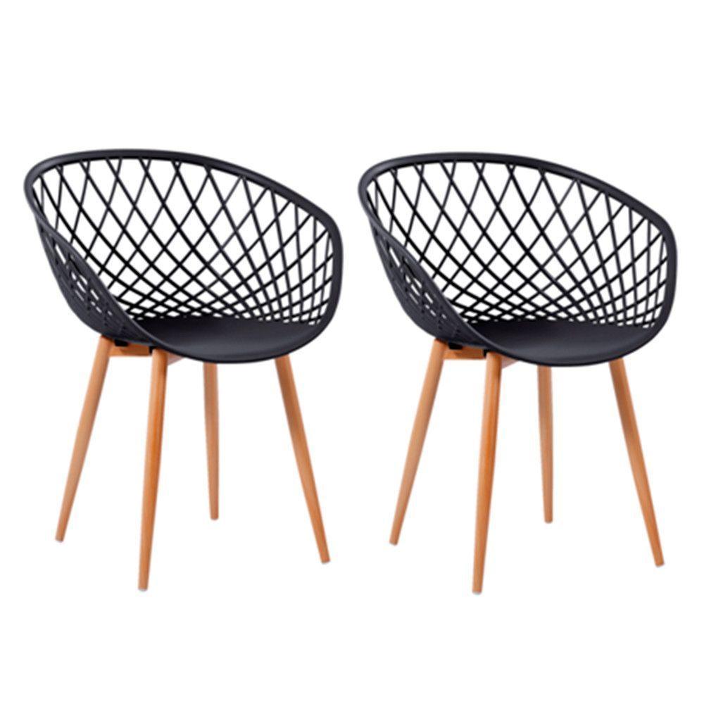 Kit 2 Cadeiras Monaco Com Assento Em Polipropileno Fratini Preto - 1