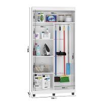 Organizador Multiuso Armário Vertical MDF Branco Grande Para Vassouras Alto Reforçado Com Gancho - 2