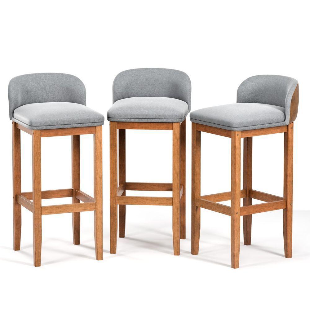 Lançamento! Kit 3 Banquetas Onix Estofado Pé Madeira Maciça - 1