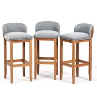 Lançamento! Kit 3 Banquetas Onix Estofado Pé Madeira Maciça - 1