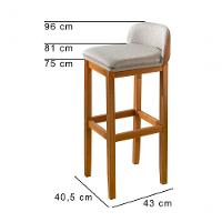 Kit 2 Banqueta Alta Com Encosto Detalhe Em Couro Super Confortavel Pé Madeira Maciça Alto Padrão - 2