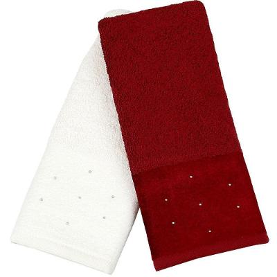 Kit 5 Toalha Lavabo Cristal Natalina 30x50cm Off White Burgundy