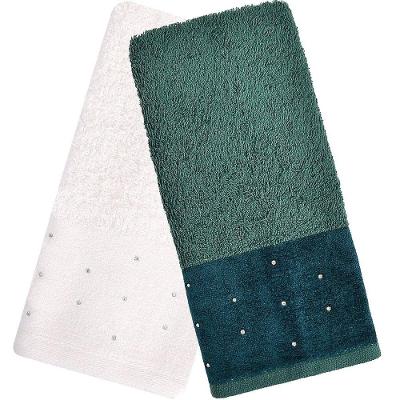 Kit 5 Toalha Lavabo Cristal Natalina 30x50cm Off White Imensidão Azul