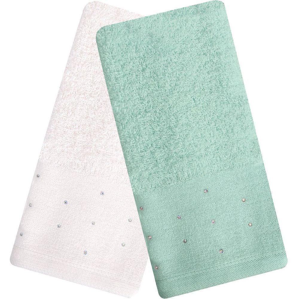 Kit 5 Toalha Lavabo Cristal Natalina 30x50cm Off White Mar Mediterrâneo - 1