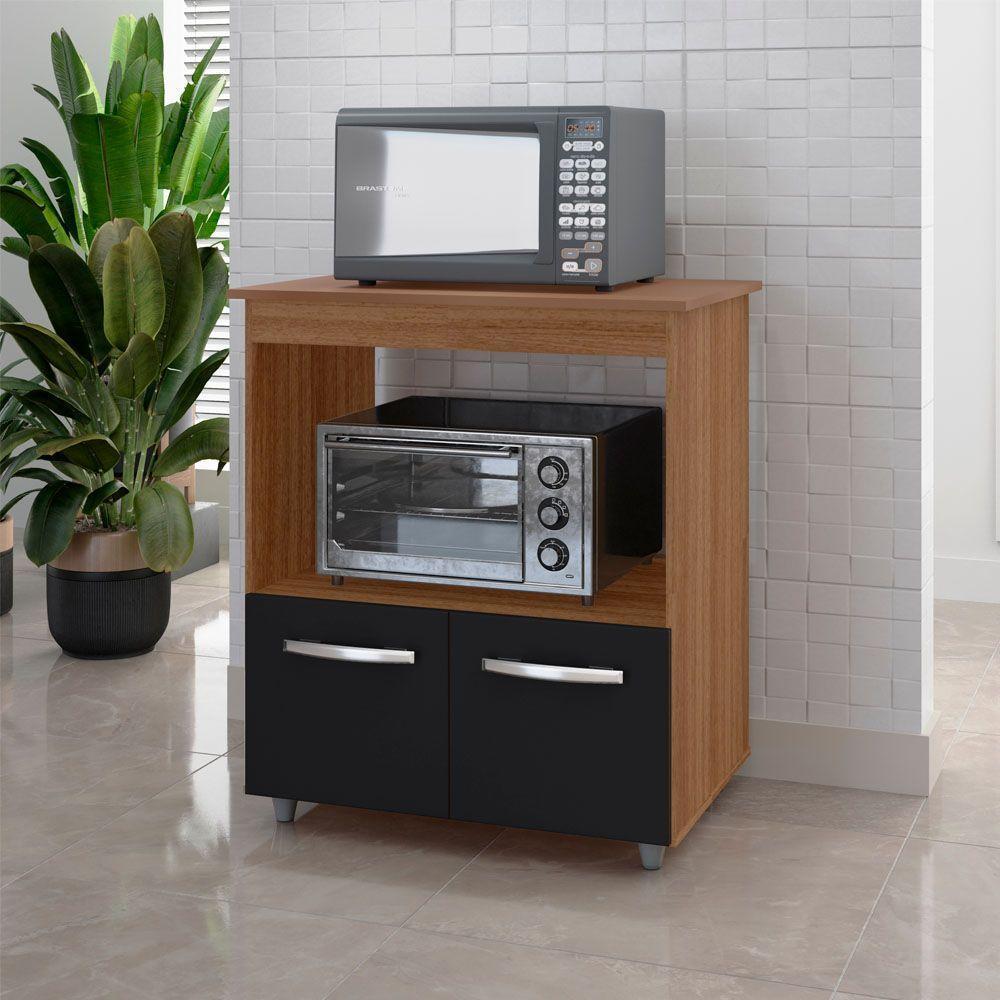 Balcão Multiuso Com Tampo 83 Cm 2p Angela Mobbs Savana Preto - 3