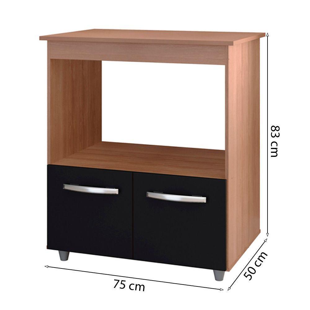 Balcão Multiuso Com Tampo 83 Cm 2p Angela Mobbs Savana Preto - 5