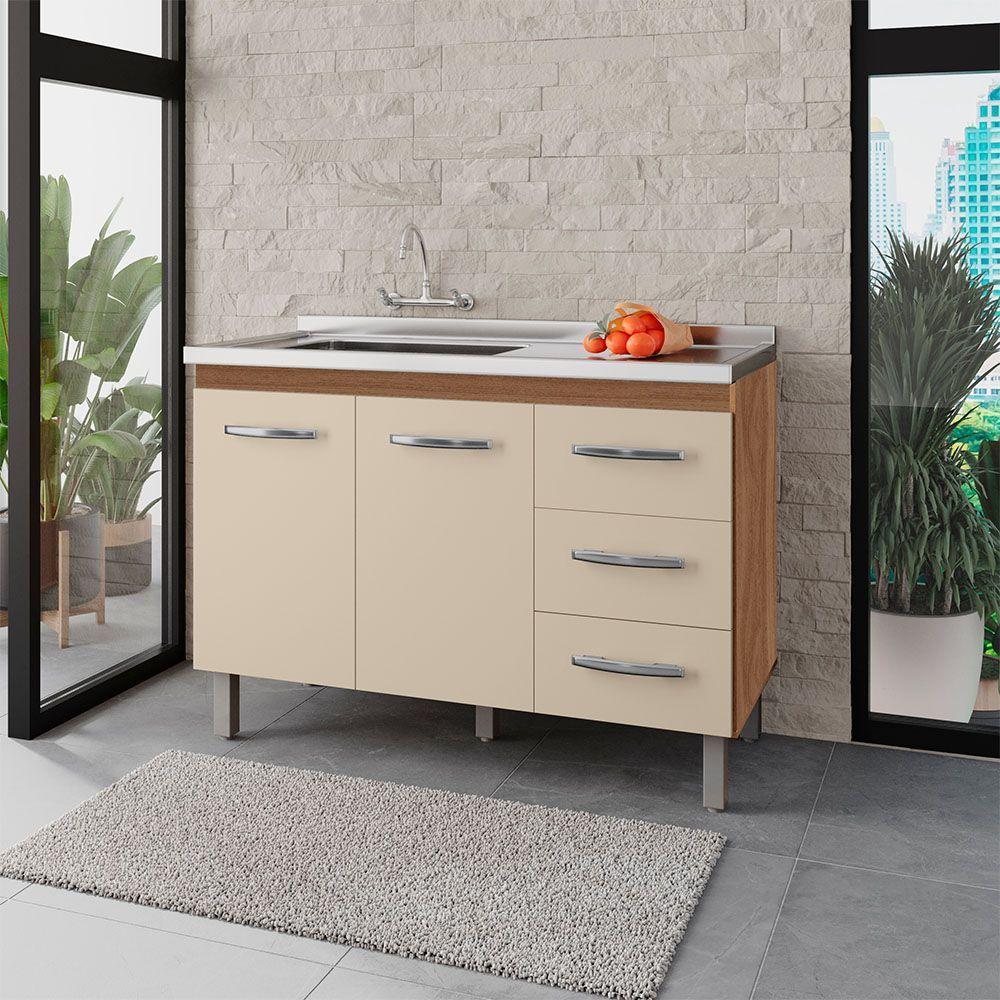 Balcão Para Pia Sem Tampo Bianca 120 Cm Savana Off White Mobbs - 2