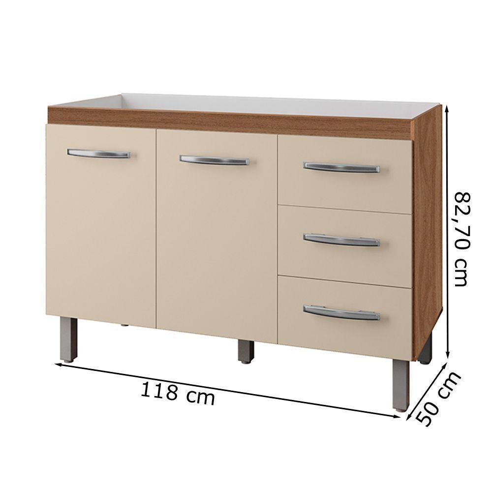 Balcão Para Pia Sem Tampo Bianca 120 Cm Savana Off White Mobbs - 4