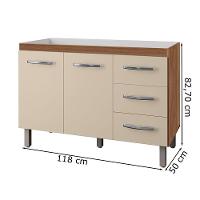 Balcão Para Pia Sem Tampo Bianca 120 Cm Savana Off White Mobbs