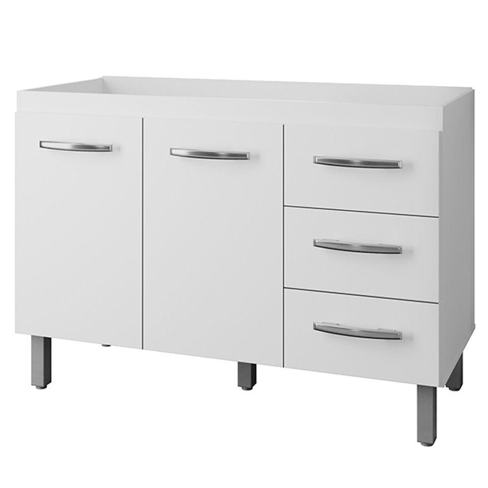 Balcão Para Pia Sem Tampo Bianca 120 Cm Branco Mobbs - 1