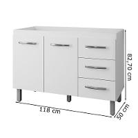 Balcão Para Pia Sem Tampo Bianca 120 Cm Branco Mobbs - 3