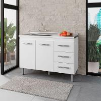 Balcão Para Pia Sem Tampo Bianca 120 Cm Branco Mobbs - 5