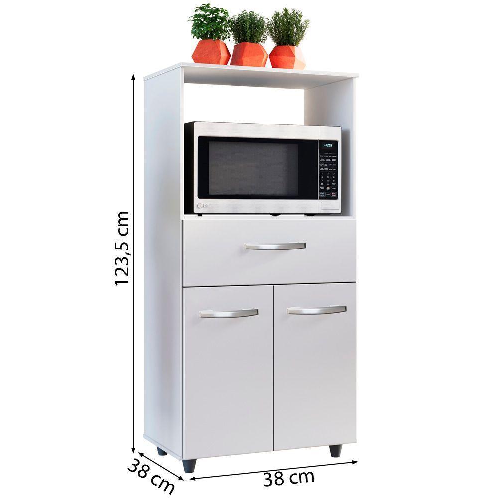 Balcão Multiuso Com Nicho 2p 1g Luna Branco Mobbs - 4