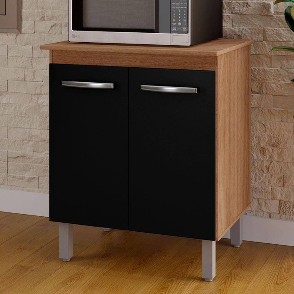 Balcão Multiuso Com Tampo 70 Cm 2p Serena Savana Preto Mobbs - 2