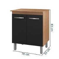 Balcão Multiuso Com Tampo 70 Cm 2p Serena Savana Preto Mobbs - 3