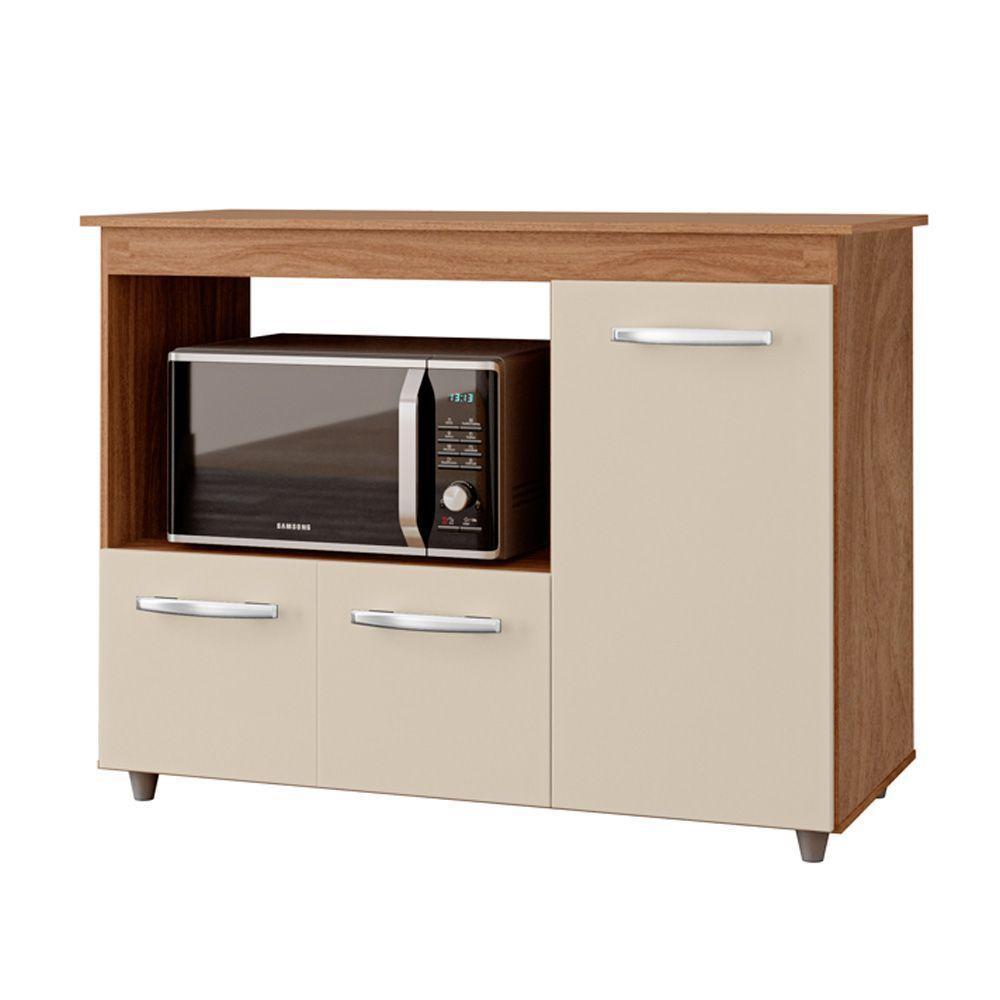 Balcão Multiuso Com Tampo 83 Cm 3p Liza Savana Off White Mobbs - 1