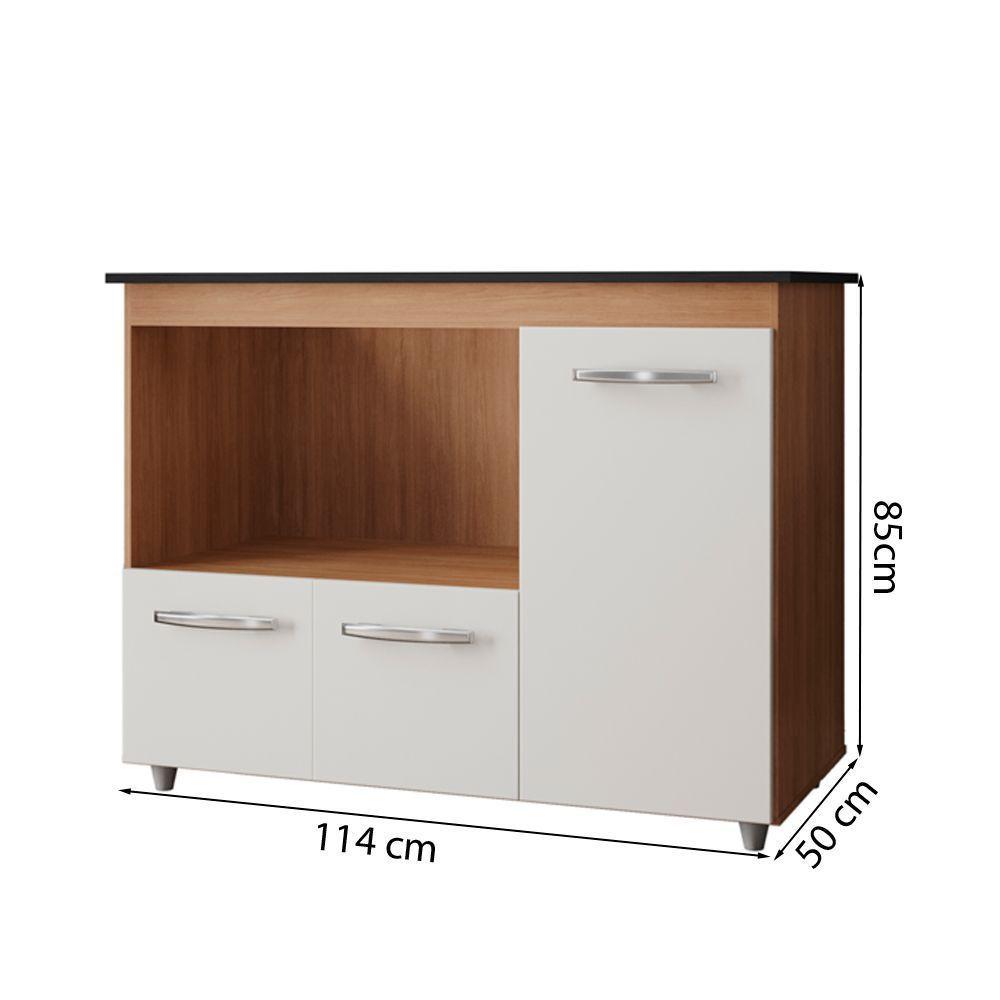 Balcão Multiuso Com Tampo 83 Cm 3p Liza Savana Off White Mobbs - 3