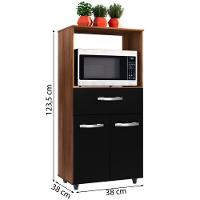 Balcão Multiuso Com Nicho 2p 1g Luna Savana Preto Mobbs - 3