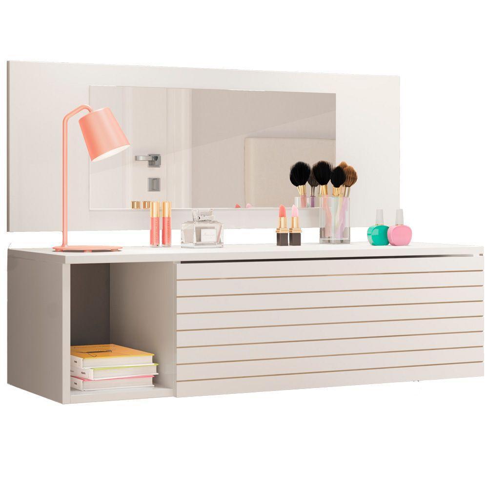 Penteadeira Suspensa Joy Com Espelho Branco Plla - 1