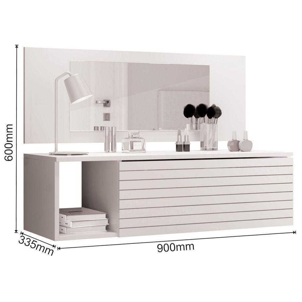 Penteadeira Suspensa Joy Com Espelho Branco Plla - 3