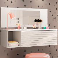 Penteadeira Suspensa Joy Com Espelho Branco Plla - 2