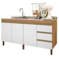 Balcão Karen Para Pia 1,59cm 3p 3g Nature Off White Plla - 1