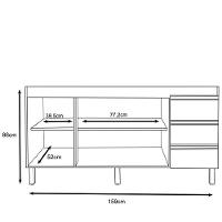 Balcão Karen Para Pia 1,59cm 3p 3g Nature Off White Plla - 3