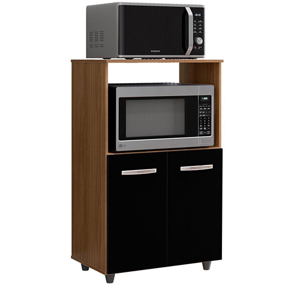 Balcao Multiuso Com Nicho Tais Savana Preto Mobbs - 1