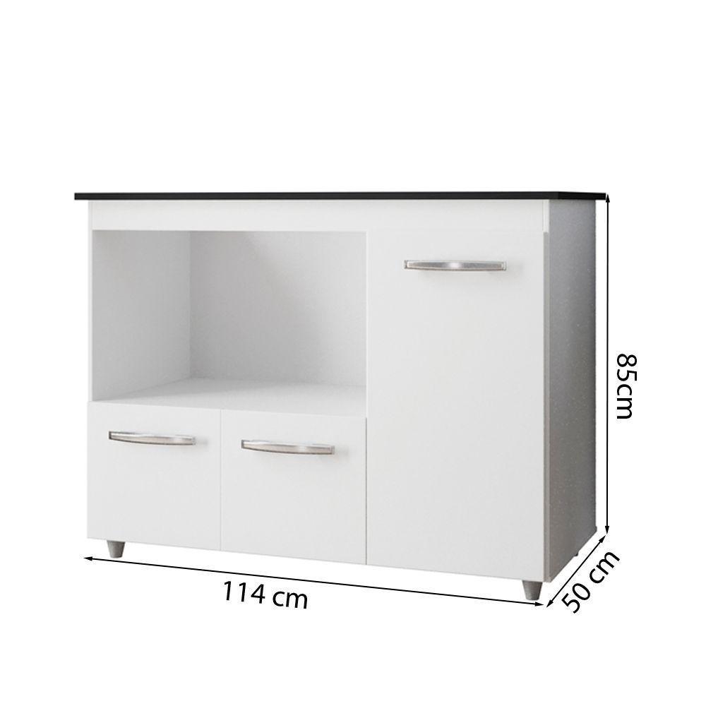 Balcao Multiuso Com Tampo 83 Cm 3p Liza Branco Mobbs - 3