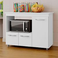 Balcao Multiuso Com Tampo 83 Cm 3p Liza Branco Mobbs - 2